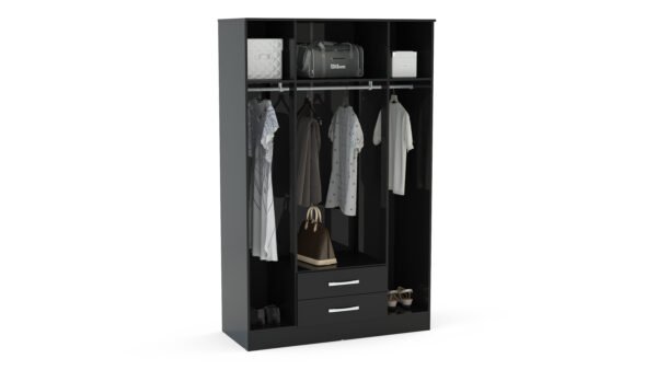 Lynx 4 Door 2 Drawer Wardrobe With Mirror - Image 2