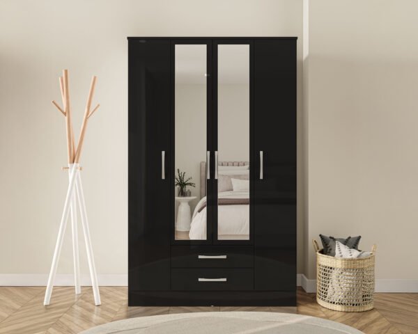 Lynx 4 Door 2 Drawer Wardrobe With Mirror - Image 3